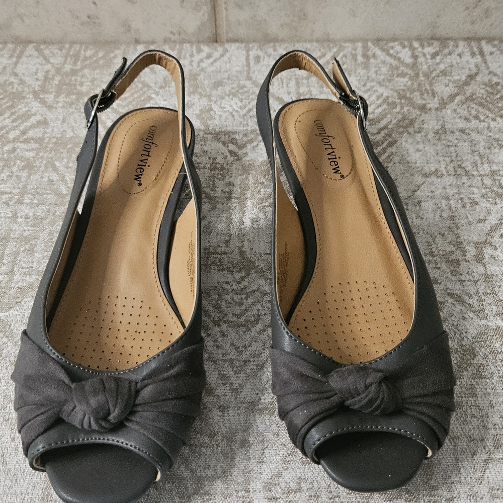 Comfortview Gray Women's Slingback Sandals 8.5